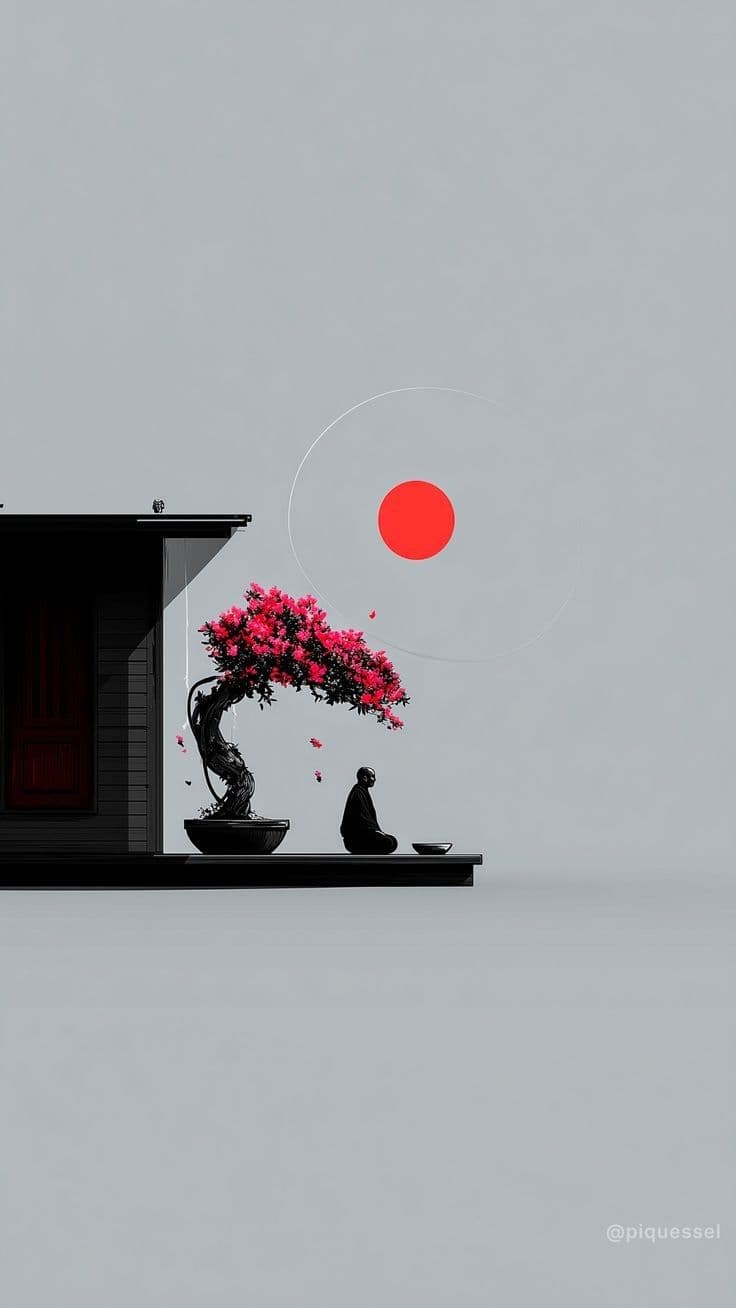Minimalist monk and bonsai print