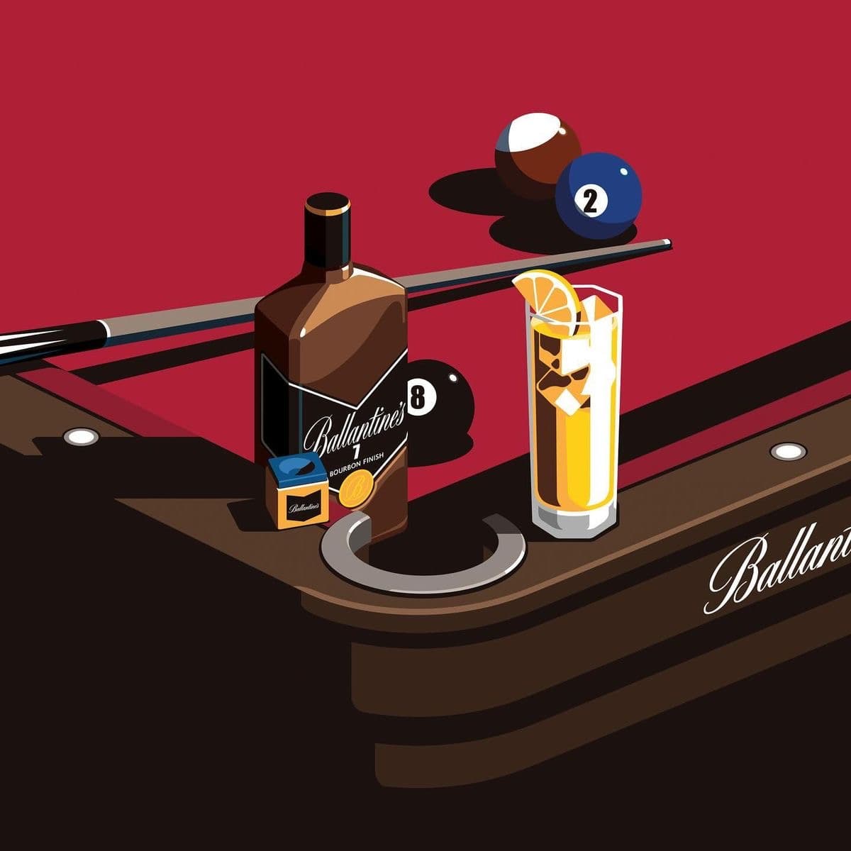 Ballantine's Whiskey & Pool Table Bar Art Poster