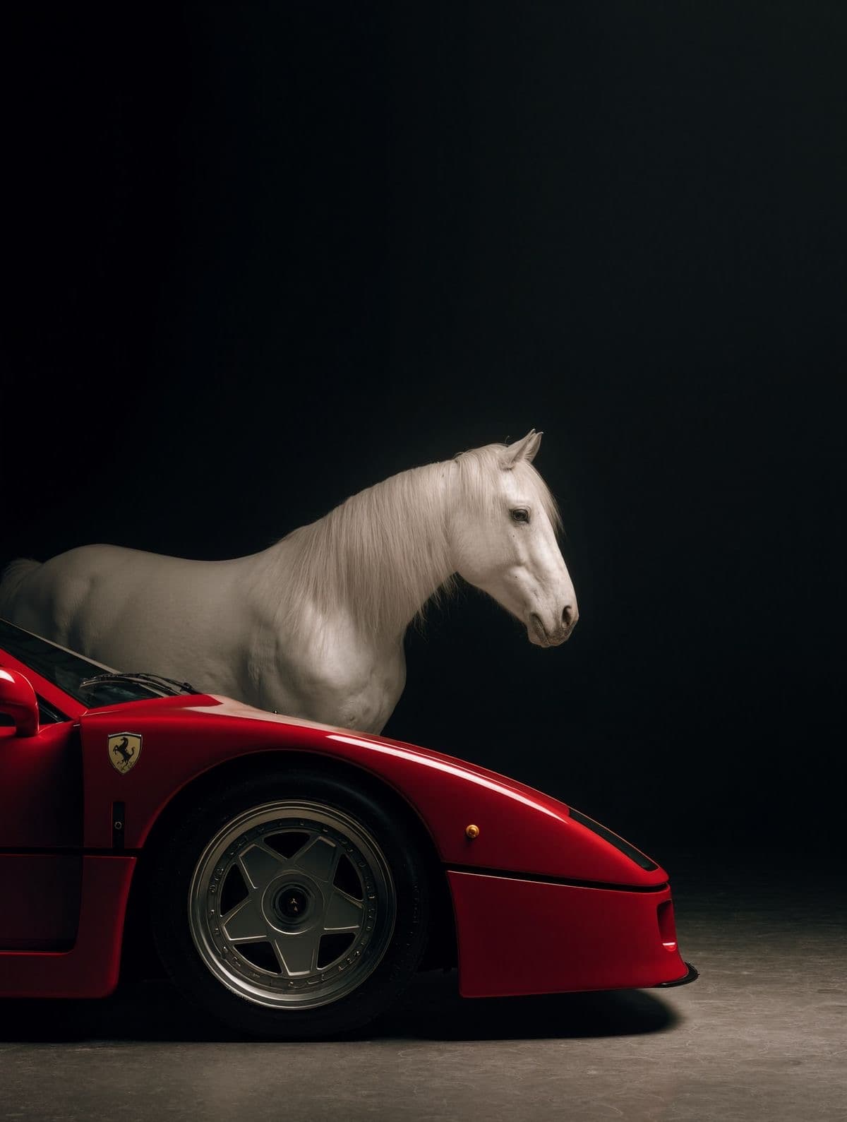 Ultimate Power - Ferrari F40 & White Stallion Aesthetic Poster