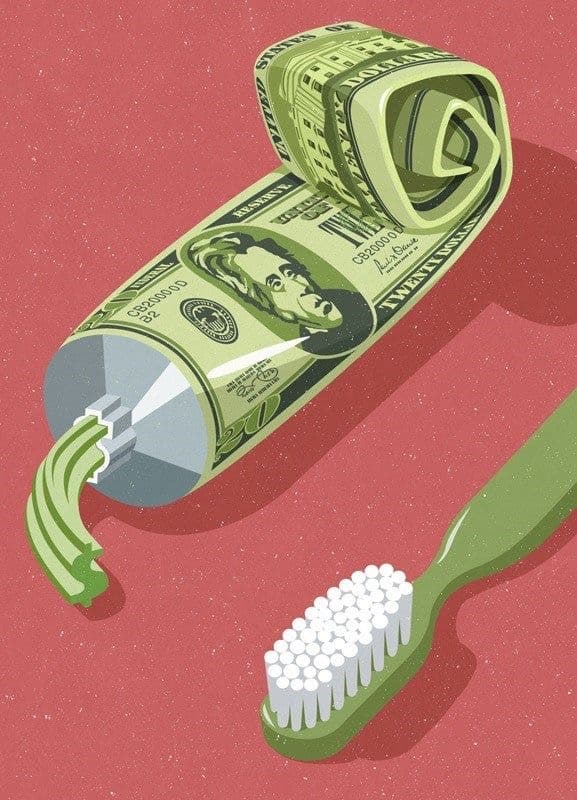Squeeze The Wealth - Money Toothpaste Surreal Art Poster