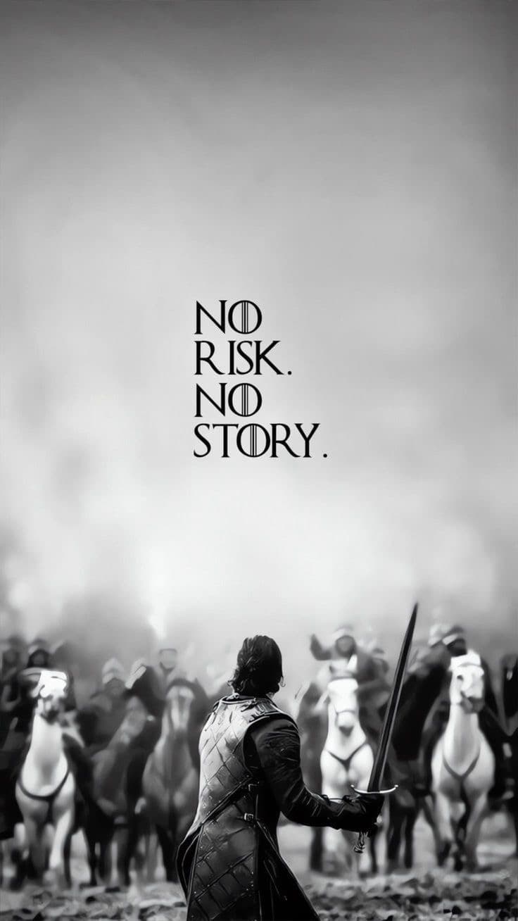 No Risk No Story - Warrior Silhouette Typography Poster